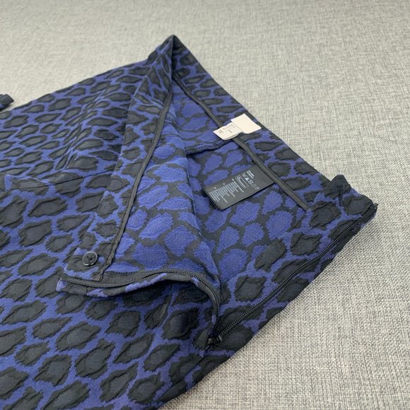 H&M Mid Rise Pants Animal Print Blue Black Zipper Closure size 6 - Picture 8 of 15